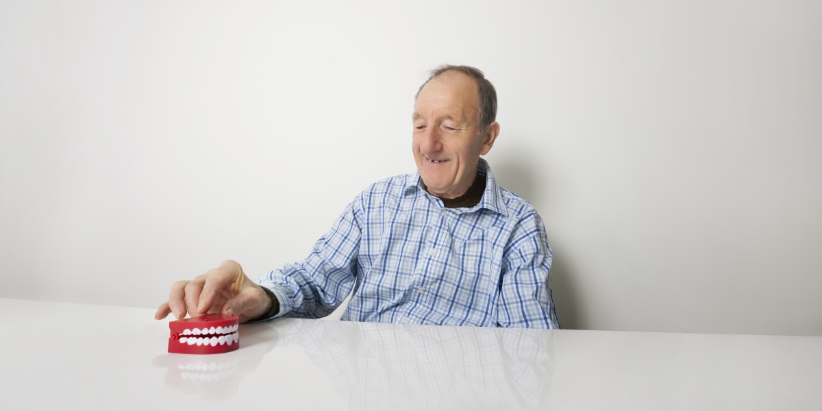 happy senior with denture